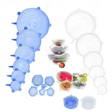 6 шт./компл. Многофункциональные Силиконовые растягивающийся крышки универсальная Еда Обёрточная бумага Чаша Пот крышкой силиконовый чехол Пан кулинарные кухонные принадлежности