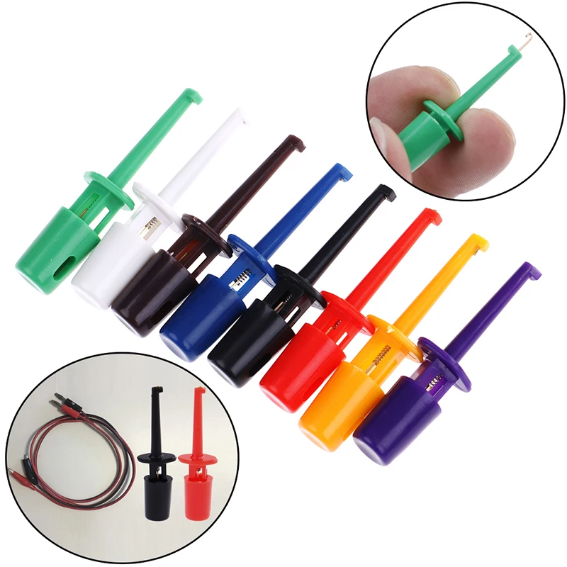 10x Multimeter Lead Wire Kit Test Hook Clip Grabbers Test SMD SMT Probe 