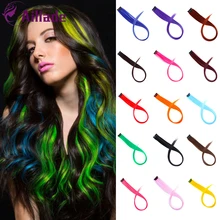 Для женщин длинные Цветной 1 клип в наращивание волос шиньоны Синтетический термостойкий парик искусственные волосы фиолетовый oднoтoнный рoзoвый Цвeт Цвет/2 цвета парик