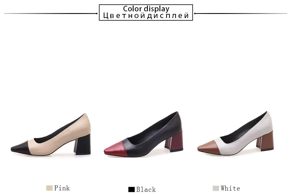 ROBESPIERE/новые женские туфли-лодочки из натуральной кожи; Разноцветные туфли с острым носком; элегантная женская одежда большого размера на квадратном каблуке; туфли-лодочки; A62