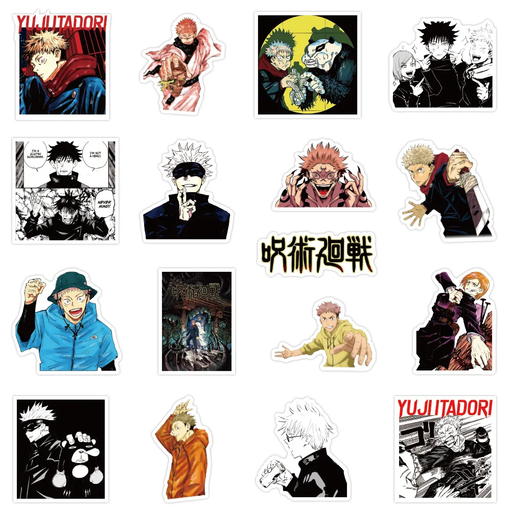 50pcs set jujutsu kaisen stickers japanese waterproof anime stickers for graffiti water cup guitar toy decoration stickers aliexpress