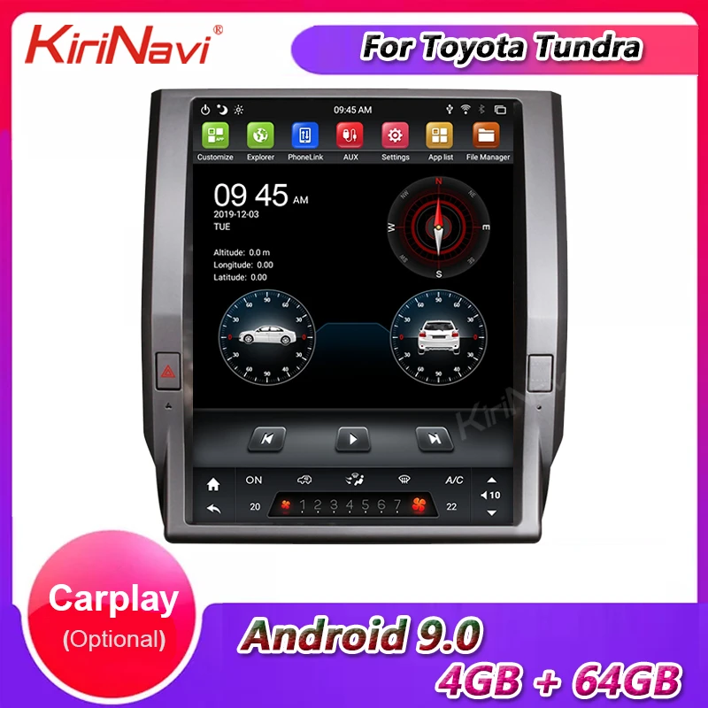 KiriNavi 12 1 &quotвертикальный экран Tesla стиль Android 9 0 автомобильное радио DVD для Toyota Tundra