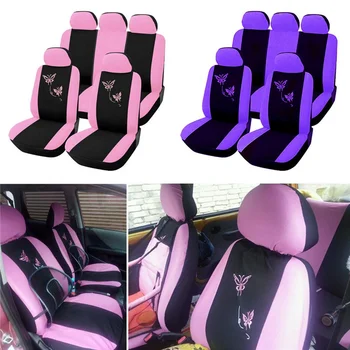 

Universial For 5 Seat Car Automobile Car Seat Cover Protector Soft Fabric Embroidery 3D Butterfly pattern for Auto Cars SUV