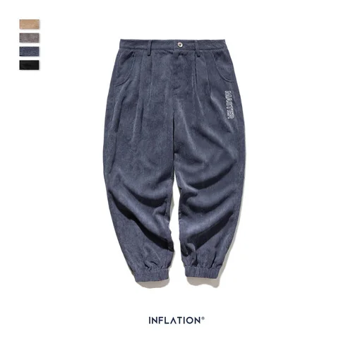 Royal Blue INF мужская одежда осень-зима Новая мода ретро простая английская вышивка снизу хлопок мужские вельветовые брюки - Цвет: Royal Blue