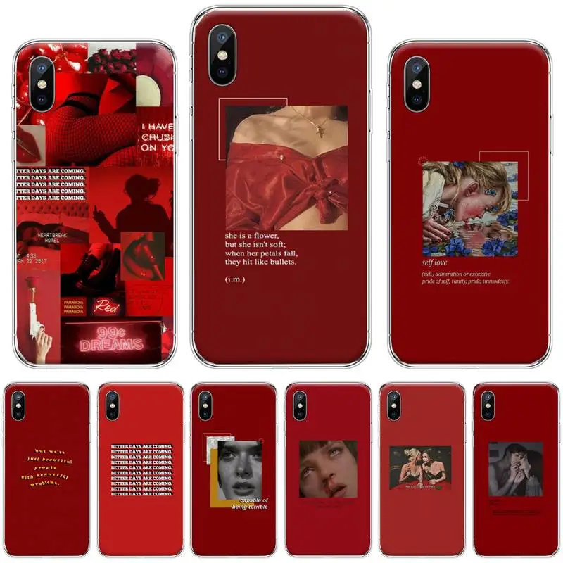 

Retro red pattern art lyrics aesthetic Phone Case For iphone 12 5 5s 5c se 6 6s 7 8 plus x xs xr 11 pro max