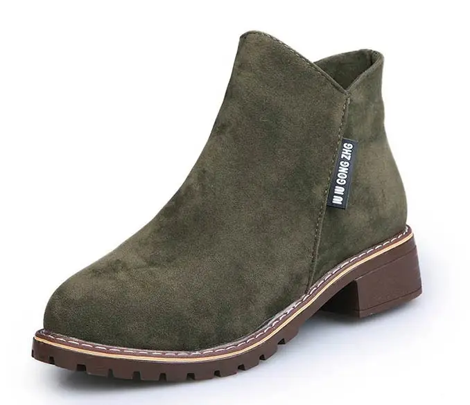 Winter boots women sneakers square heel casual shoes woman 2019 fashion side zipper solid adult women ankle boots women shoes (19)