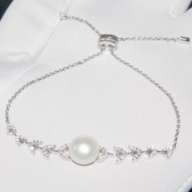 Романтичный браслет из серебра 925 пробы с фианитами и кристаллами в виде лепестков цветов, браслет из натурального пресноводного жемчуга для женщин, ювелирные изделия известного бренда