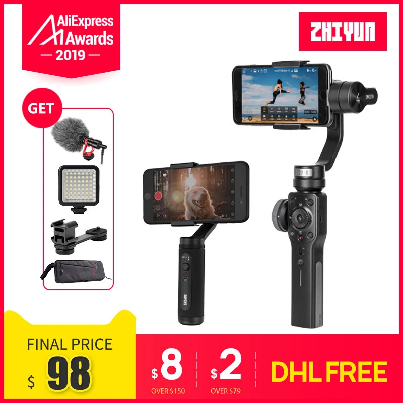 Zhiyun Smooth 4 Смартфон ручной 3 осевой бесщеточный шарнирный замок для iphone 5/6/7 X gopro
