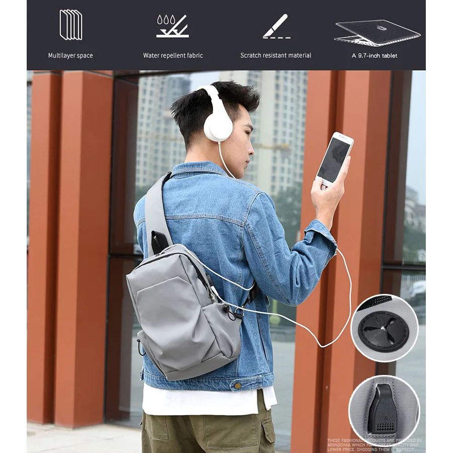 Плиссированные сумки через плечо для мужчин, сумка-мессенджер, нагрудная сумка, противоугонная, повседневная, через плечо, дорожная сумка, зарядка через usb, короткая, походная сумка, модная