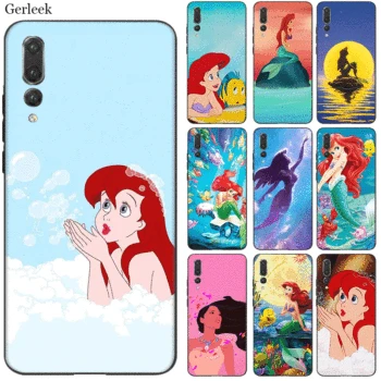 

Soft Silicone black Phone Case For Huawei Honor Y6 Y7 Y9 Prime Case For Huawei Y6 Y7 Prime 2018 cover little mermaid Princess