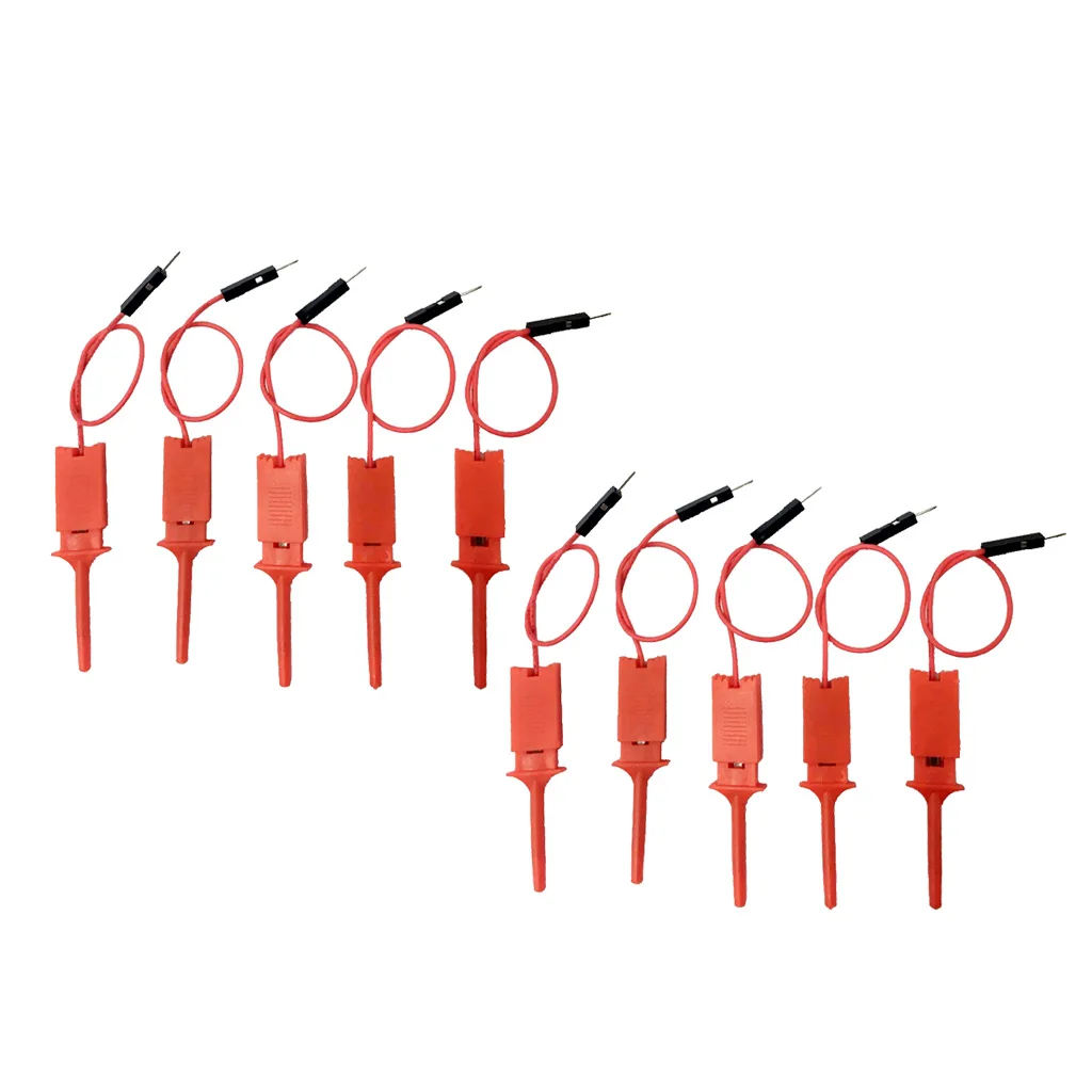 10 Pieces Red Test Hook Clip Ideal For Electronic Experiment / Logic Analyzer