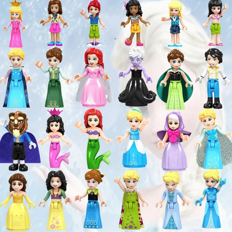 Legoing Princess Set Ursula Elsa Anna Ariel Prince Eric Belle Model Blocks Compatible Friends Legoinngs Educational Toy Children
