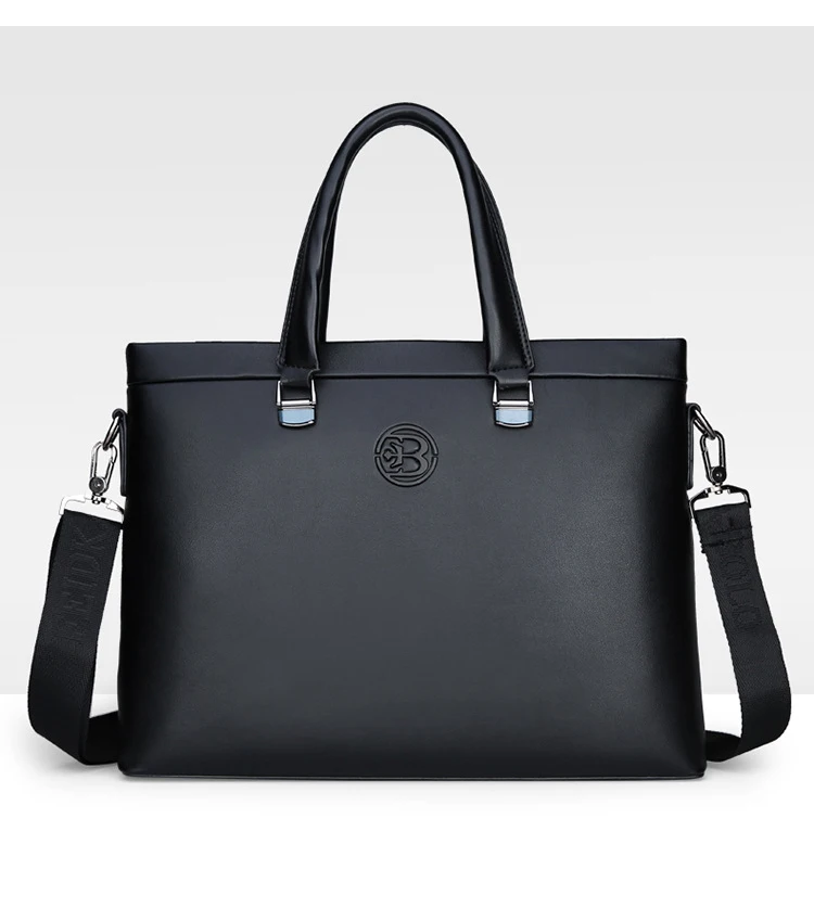 Men's Casual Waterproof Laptop Bag Double Leather Business Briefcase Handbag Messenger Bag Men's Leather Shoulder Bag Travel Bag