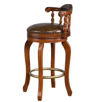 

American Bar Chair Solid Wood High Stool Modern Simple Bar Chair Rotating Bar Chair European Bar Chair Bar