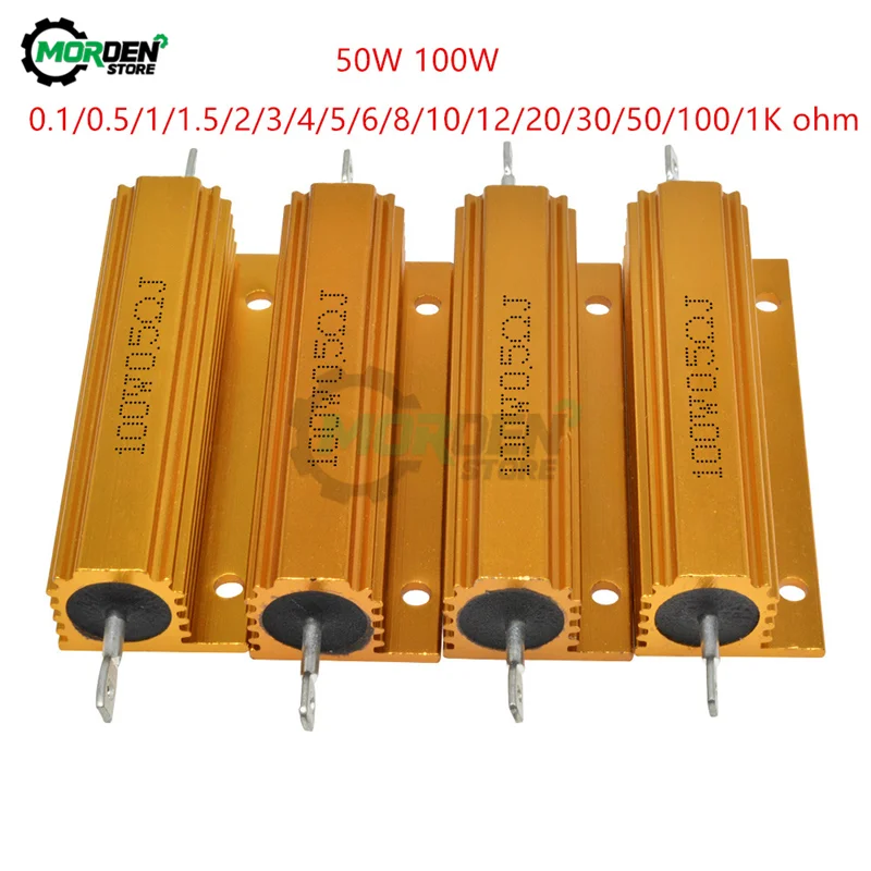50W 100W 5% Di Precisione Di Pieno Valore Borsette Di Alluminio Ospitato Filo Avvolto Resistor 0.1 0.5 1 1.5 2 3 4 5 6 8 10 12 20 30 50 100 1K Ohm