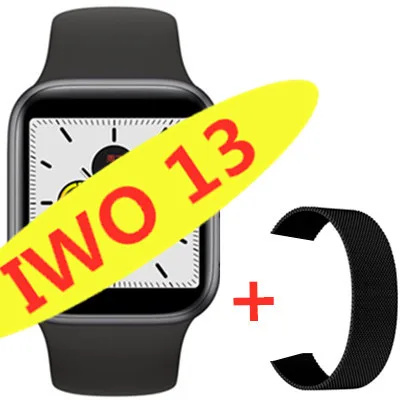 Умные часы IWO 13 1:1 series 5 44 мм PK IWO 10 11 12 для apple iPhone 11 max IOS Android phone smartwatch человек ip68 водонепроницаемый - Цвет: add Steel strap