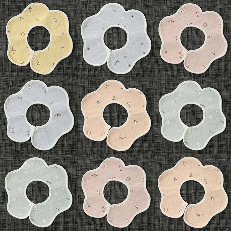 Детские нагрудники с лепестками, бандана, 3 предмета, опционально, для маленьких мальчиков и девочек, 360 градусов, хлопковая ткань, впитывающий слюнявчик, Шестигранник для младенцев