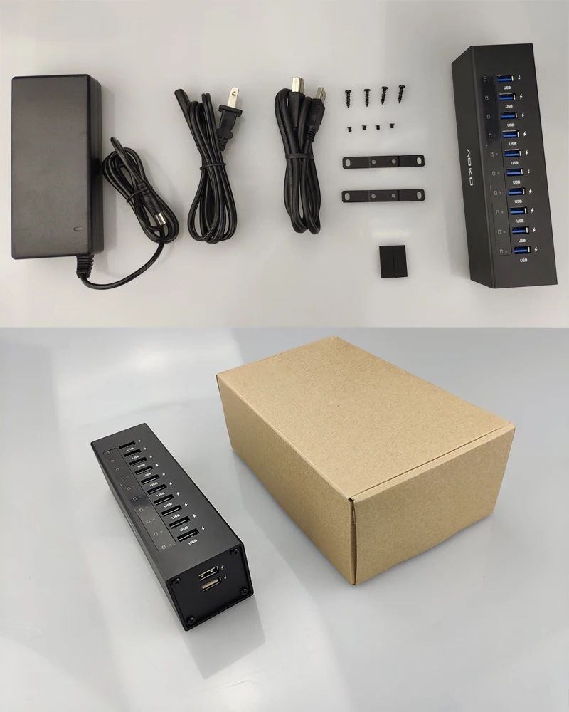 AOKO USB3.0 концентратор 10 портов алюминиевый сплав Материал 10 USB удлинитель 2 USB порты быстрой зарядки
