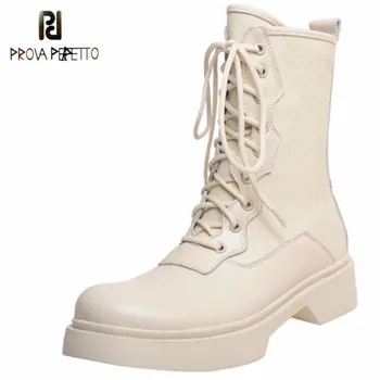 

Prova Perfetto Leisure Botas Mujer Classics Cross-tied Square Heel Zapatos De Mujer Winter Keep Warm Non-slip Cool Short Boots