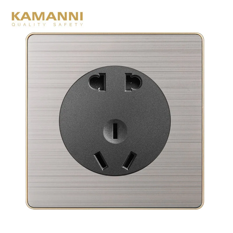 

Kamanni Five-hole socket Luxury Home Wall Socket Plug Double 16A 250V Standard Power Socket gray Black Gold Plastic Panel