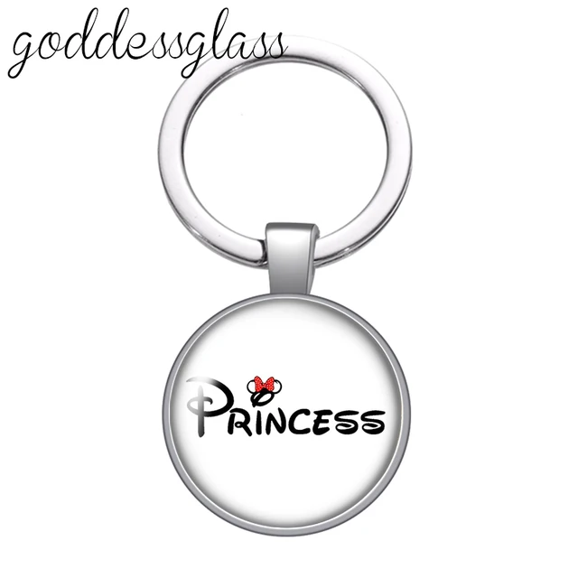 디즈니 사랑 미니 마우스 커플 공주 귀여운 유리 카보숑 키체인