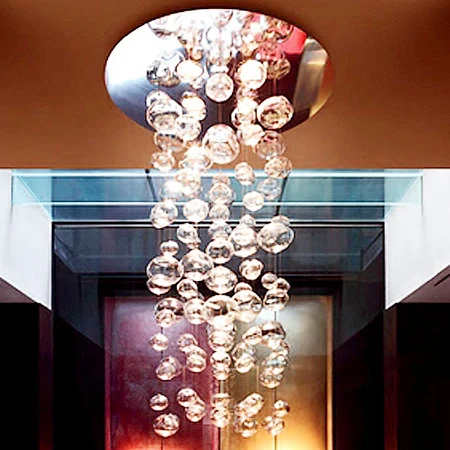 

Modern Transparent Stair Glass Ball Bubble Hanging Wire Pendant Lamp Dia 60*h150cm industrial lamp