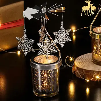 

nowflake Owl Rotating Candlestick Tea Light Holder DIY Party Table Desk Decoration Christmas Gift