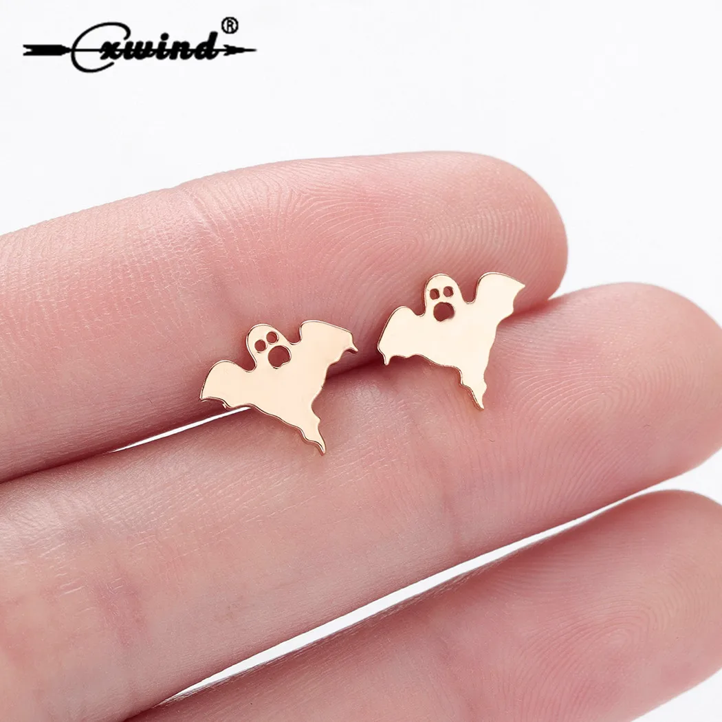 

Cxwind Stainless Steel Geometric Stud Earrings for Women Girls Fashion Minimalist Animal Ghost Flower Sun Earrings Jewelry Gift