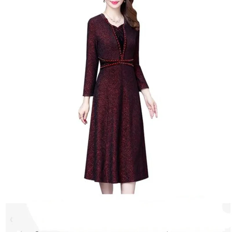 Hot Koop Elegant Losse Midi Jurk 2020 Lente Nieuwe Aankomst Geladen Strass Lange Mouwen Noble Temperament Slanke Jurk Hot Koop Elegant Losse Midi Jurk 2020 Lente Nieuwe Aankomst Geladen Strass Lange Mouwen Noble Temperament Slanke Jurk