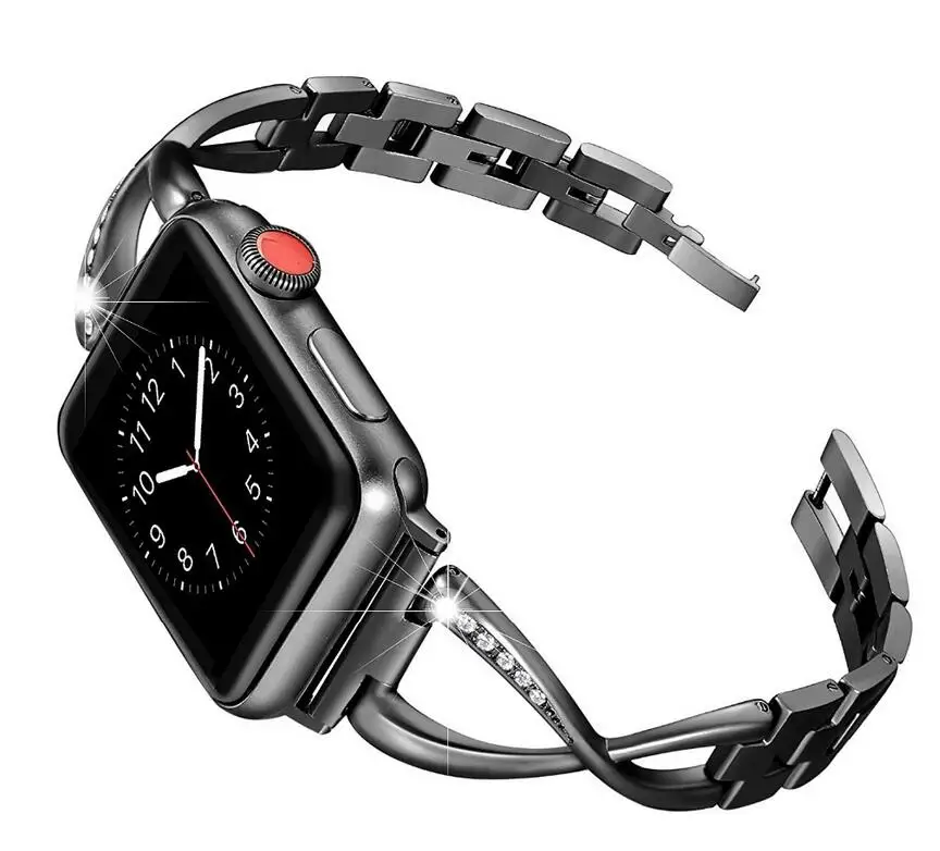 20 шт., женский ремешок для часов Apple, 38 мм/42 мм/40 мм, 44 мм, ремешок из нержавеющей стали с бриллиантами для iwatch, серия 4, 3, 2, браслет