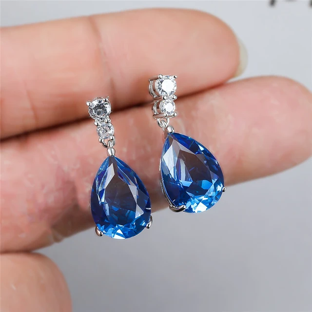 Aggregate 150+ blue stone hoop earrings best esthdonghoadian