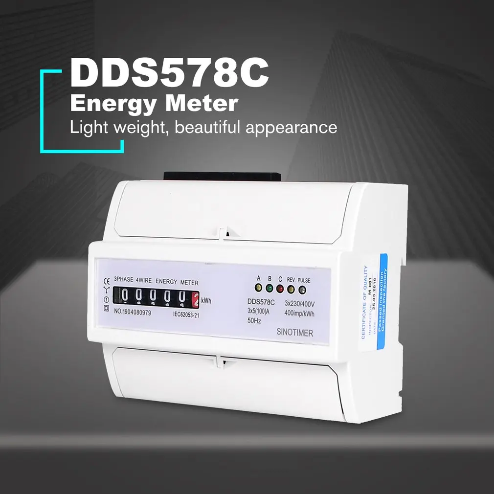 SINOTIMER DDS578C трехфазный 7P аналоговый электронный счетчик энергии механический измеритель kwh AC 380V 5-100A DIN рейка монтаж