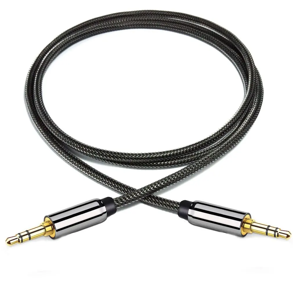 1 м 2 м 3 м нейлоновый Aux кабель 3,5 мм до 3,5 мм аудио кабель папа-папа кабель Золотая вилка автомобильный шнур Aux для iphone samsung xiaomi