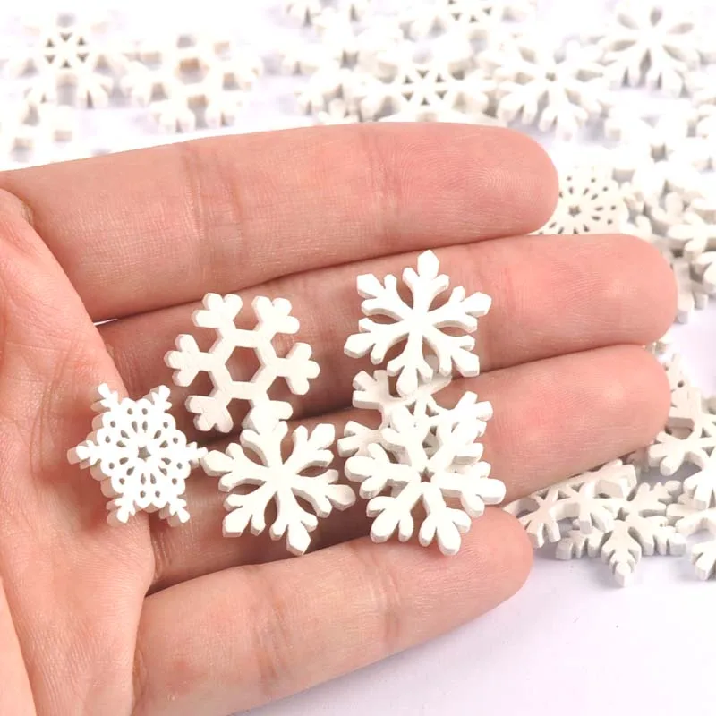 20mm Összecsap Fa- Fehérítőszer snowflakes karácsonyi Dísztárgyak Karácsony medálok diy scrapbooking kézműves Új Év haza decorations