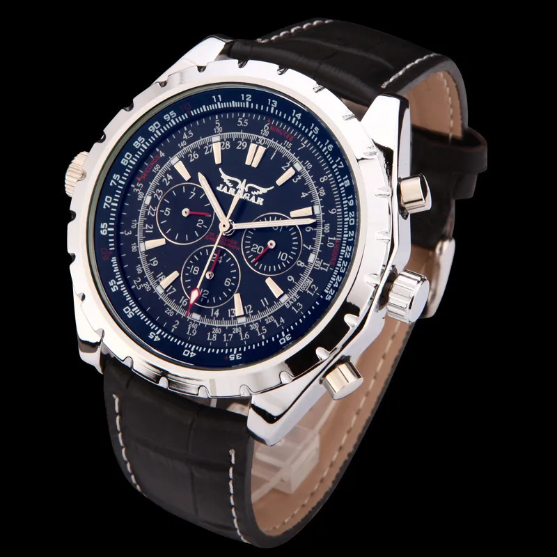 

Jaragar Europe And America Style Men Fashion Casual Machinery Multi-functional Blue Glass Automatic Machine Watch