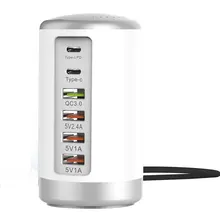 6 портов USB зарядное устройство концентратор мульти док-станция для зарядки с USB PD+ QC3.0 зарядное устройство Универсальный мобильный телефон Настольный настенный дом США/ЕС/Великобритания штекер