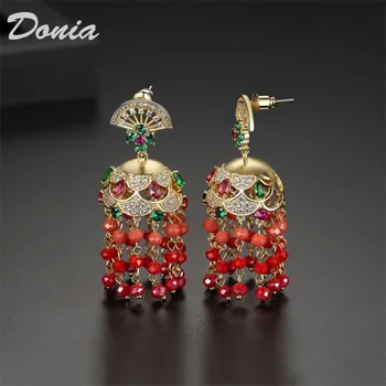 

Donia Jewelry Fashion earrings retro European and American earrings hollow AAA zircon ladies earrings Christmas gifts