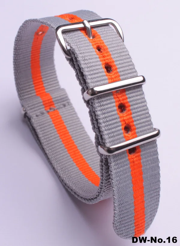 2Grey 1Orange Ремешок для часов, нейлоновый браслет, ремешки для мужчин, Т-образный ремешок с пряжкой из нержавеющей стали для мужчин и женщин, сменный ремешок для часов 18 20 22 24 - Цвет ремешка: 2Grey 1Orange