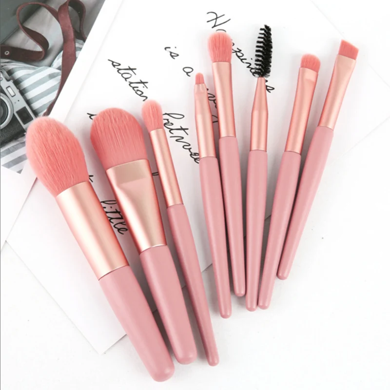 

8Pcs Mini Makeup Brushes Eyebrow Powder Eye Shadow Blush Simple Wooden Handle Travel Portable Soft Hair Beauty Tool SSwe