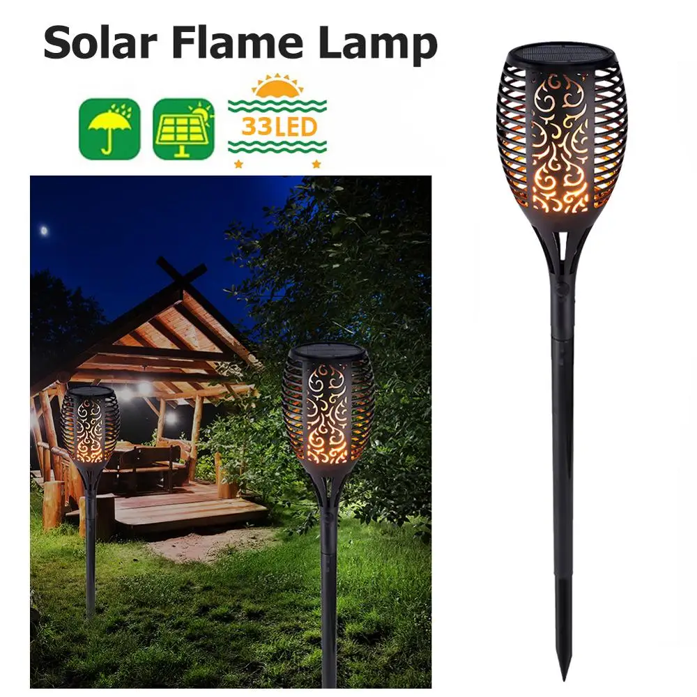 KF_ Waterproof Solar Energy LED Light Warm Flame Outdoor Garden Lamp Decor Mys 