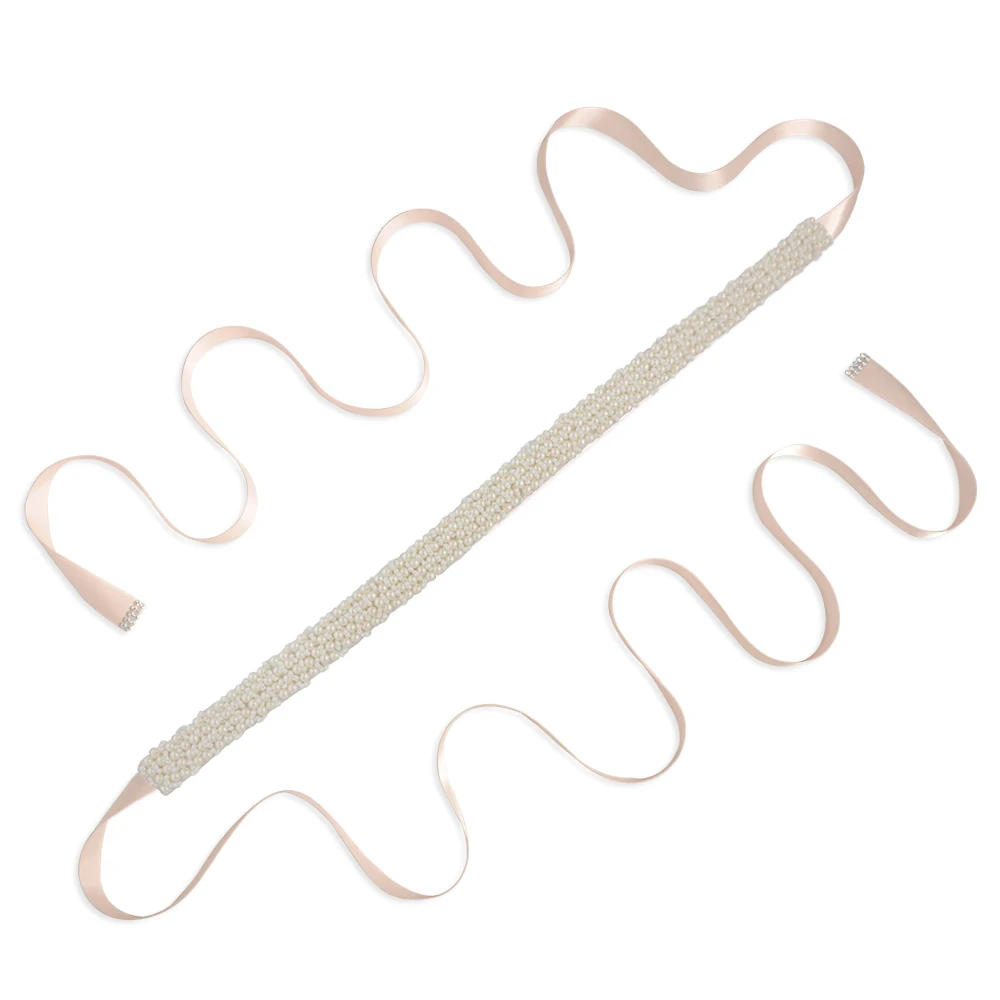baby pink TRiXY S204 свадебные туфли с жемчугом и поясом с украшением в виде кристаллов свадебные пояса элегантное платье, украшенное жемчугом; Свадебная атласная обувь пояс для торжественное платье аксессуары - Цвет: baby pink