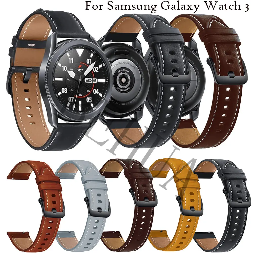 22mm Genuine Leather Strap Watchband For Samsung Galaxy Watch 3 45mm original Wristband Quick Releas Bracelet For Amazfit GTR 2
