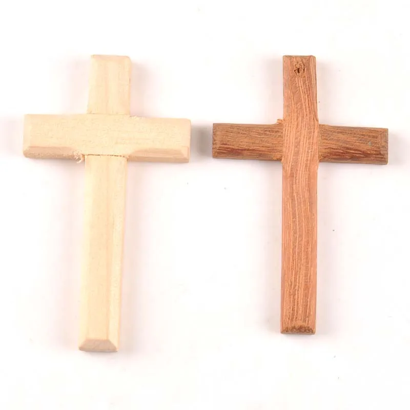2pcs Drop Ornaments Wooden Christian Cross Pendant DiY Crafts Gifts Decoration mt1989