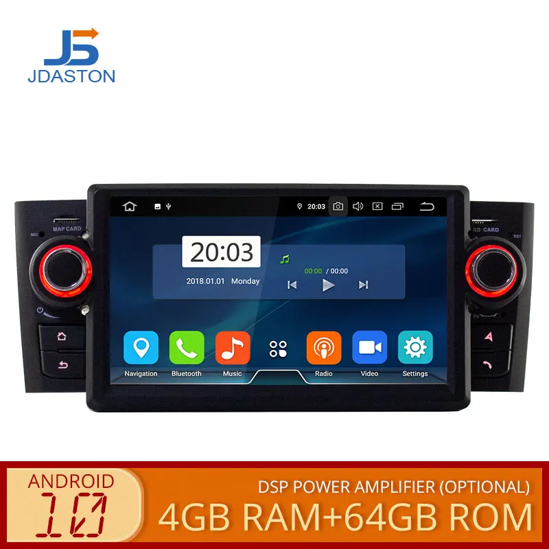 Автомобильный мультимедийный плеер Carplay 4 ГБ 64 DSP Android 10 для Fiat Grande Punto Linea 2007-2012