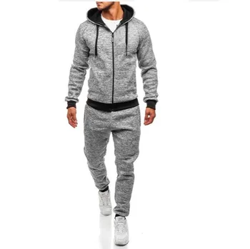 

Men's Leisure Motion Suit Cation Cardigan Even Cap Pants Sweater 2pcs Sets Soild Color Casual Fitness Clothes Warm Male Suits
