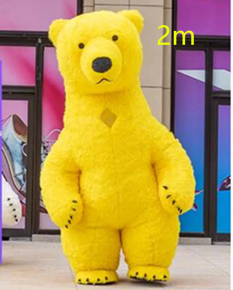 2m Yellow Polar bear Надувная Растяжка панда костюм полярного медведя 2,6 m 3M USB кабель Костюм для рекламы, индивидуальный Подгон, для взрослых, для свадьбы костюм талисмана костюм животного - Цвет: 2m Yellow Polar bear