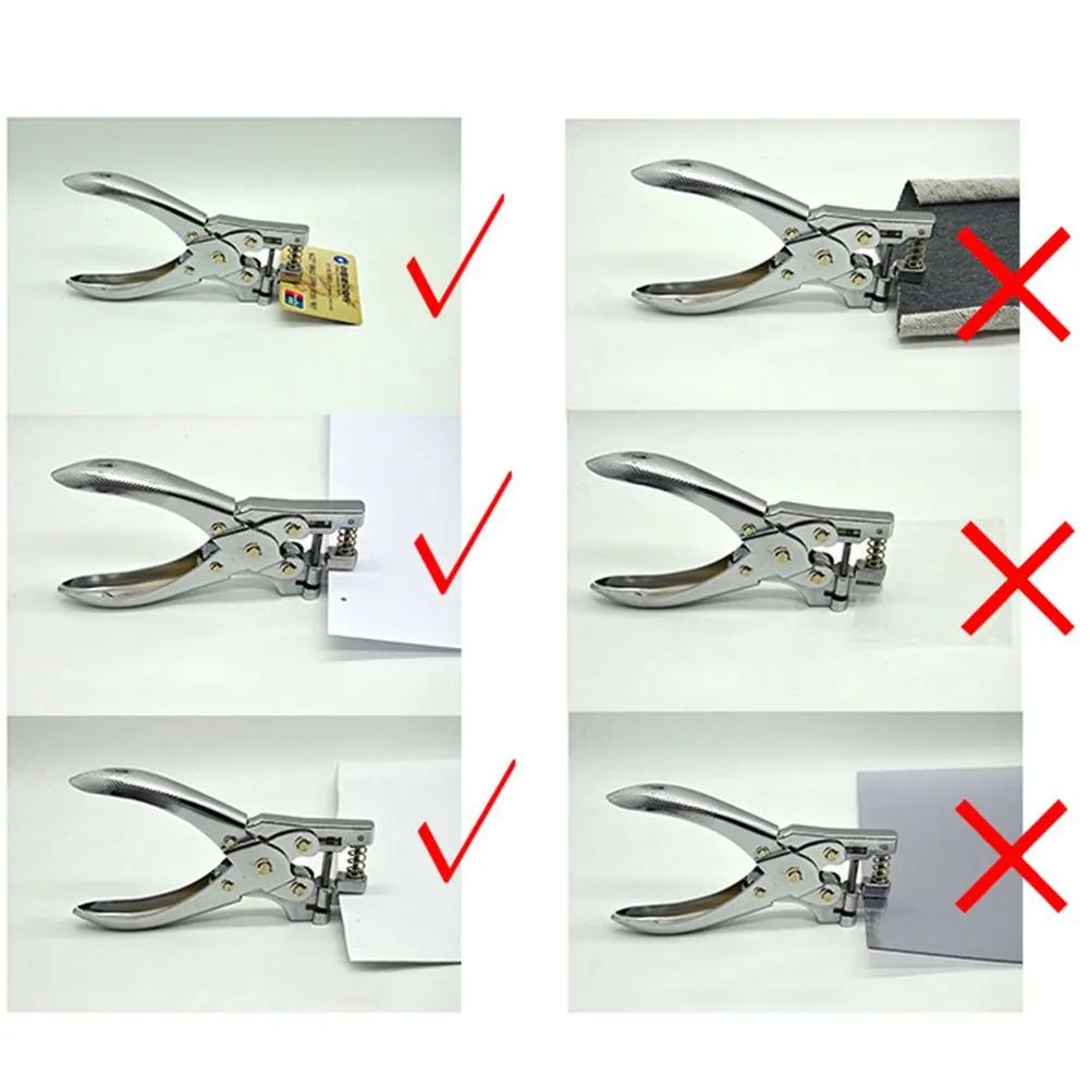 Manual Metal Badge Hole Punch Chipboard PVC Card Slot Photo Tag Stationery Dual Use Multifunctional Round Cutter Plier Office