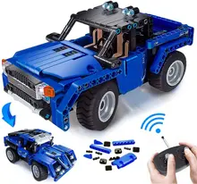 2 in 1 teknik RC araba tuğla uzaktan kumanda araba yapı taşları seti RC oto yüksek teknoloji araba inşaat kök oyuncaklar çocuklar için hediye