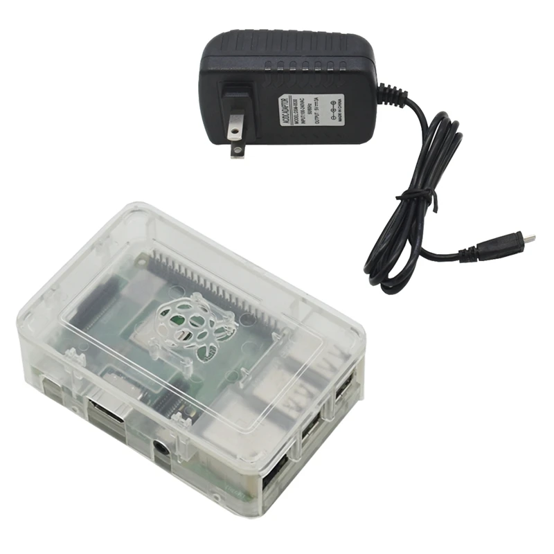 Для Raspberry Pi 3 Model B+(Plus)+ Abs чехол+ 5V 3A Мощность адаптер с поддержкой Wi-Fi и Bluetooth Декодер каналов кабельного телевидения штепсельная вилка стандарта США