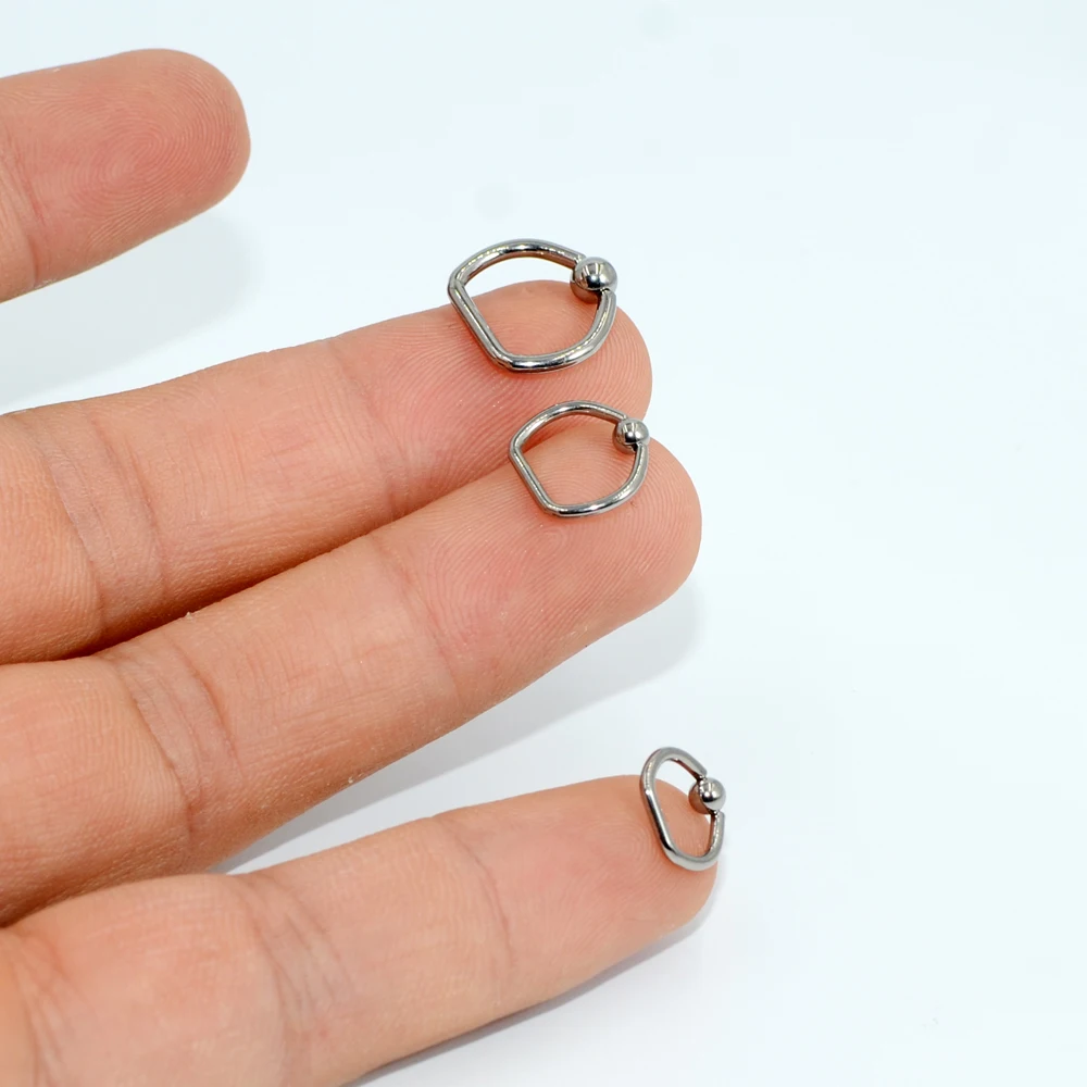 1 шт ранг G23 титана D форма Пленница шарик ближе кольцо Кольца Спирали Daith хряща серьги на Козелок сосок, бровь пирсинг тела